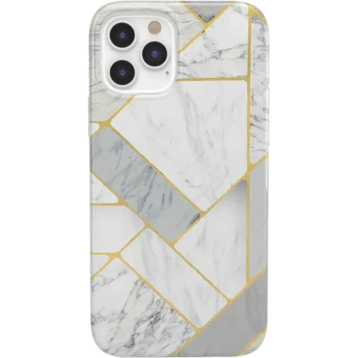 Sharp Lines | Geo White and Gold Marble Case