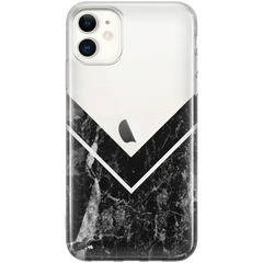 Sleek and Simple | Black Marble V Clear Case